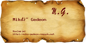 Mikó Gedeon névjegykártya